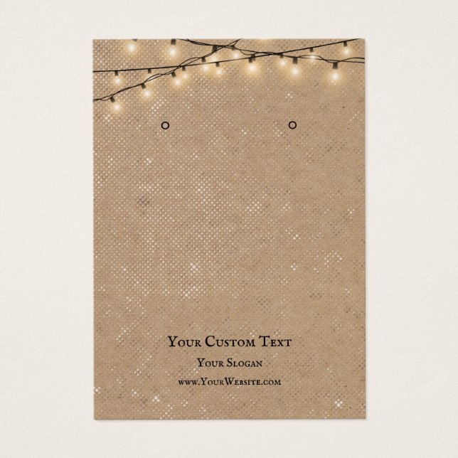 Juvelry Visning Card, Rustic String ljus Visitkort (Framsidan)