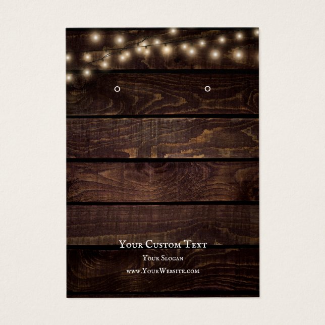 Juvelry Visning Card, Rustic String ljus Visitkort (Framsidan)