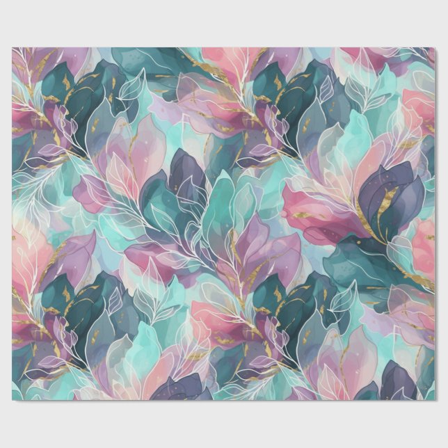 Juveltonad Blomma Presentpapper (Platt)