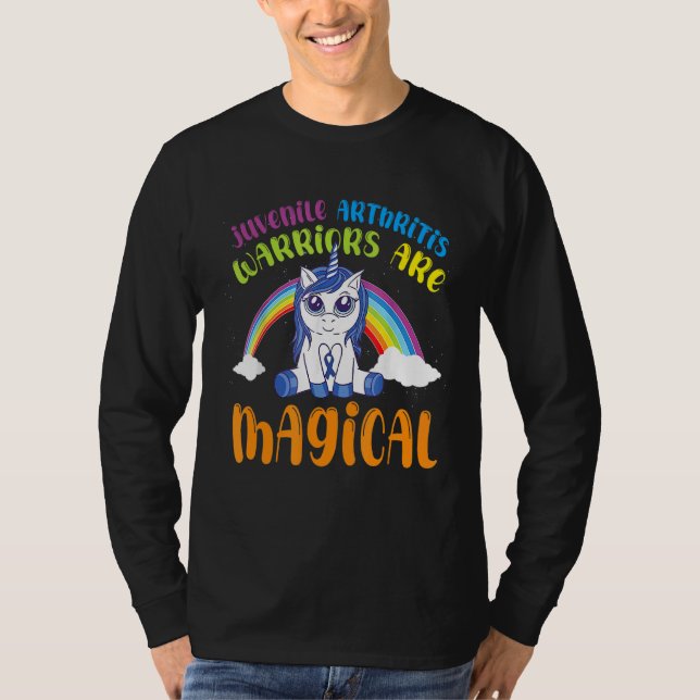 Juvenile Arthritis Awareness Magic Unicorn Blue T Shirt (Framsida)