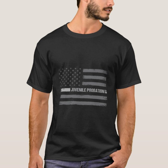 Juvenile Probation Distressed Usa American Flag T Shirt (Framsida)