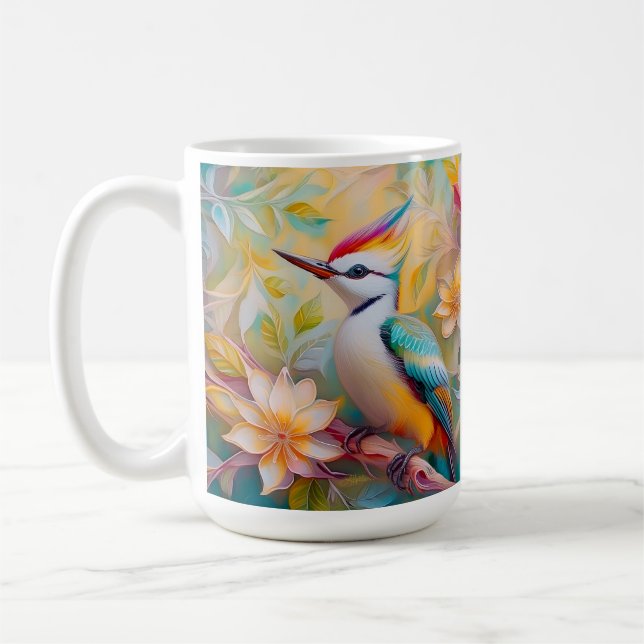 Juvenile Rainbow Woodpecker Fantasy Bird Kaffemugg (Vänster)