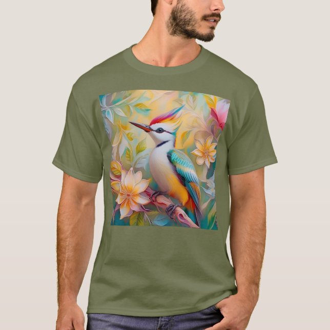 Juvenile Rainbow Woodpecker Fantasy Bird T Shirt (Framsida)