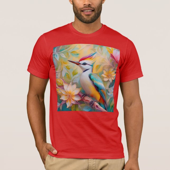Juvenile Rainbow Woodpecker Fantasy Bird T Shirt (Framsida)