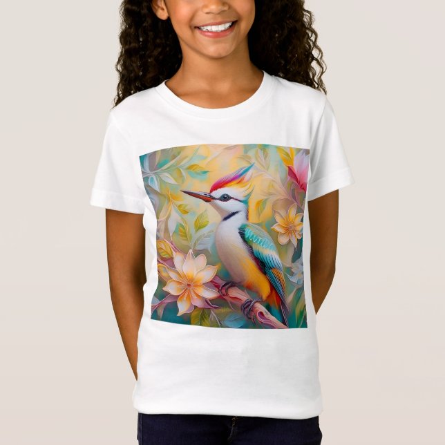 Juvenile Rainbow Woodpecker Fantasy Bird T Shirt (Framsida)