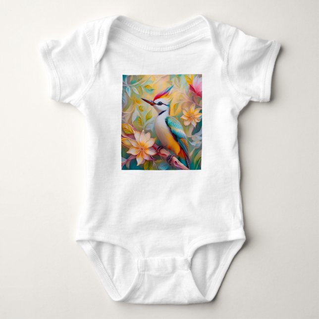 Juvenile Rainbow Woodpecker Fantasy Bird T Shirt (Framsida)