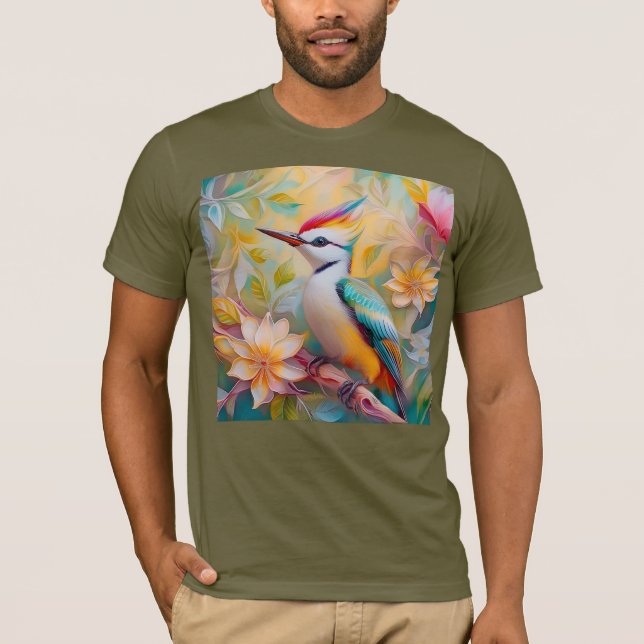 Juvenile Rainbow Woodpecker Fantasy Bird T Shirt (Framsida)