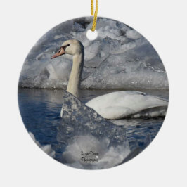Juvenile Svan i floden Icey Julgransprydnad Keramik