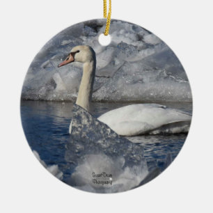 Juvenile Svan i floden Icey Julgransprydnad Keramik