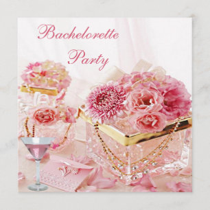Juvlar, rosa Martini & blommaBachelorette party Inbjudningar