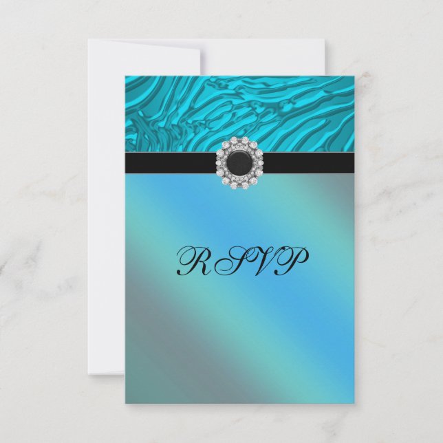 Juwel Tealblå Zebra RSVP OSA Kort (Framsida)