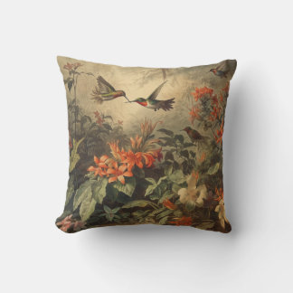 Juwelen kolibri & tropisk blomster kastkudde kudde