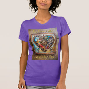 Juwelen Och Färgat Glas Hjärta Steampunk Serie T Shirt