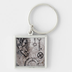 Juxtaposition II Fyrkantig Silverfärgad Nyckelring