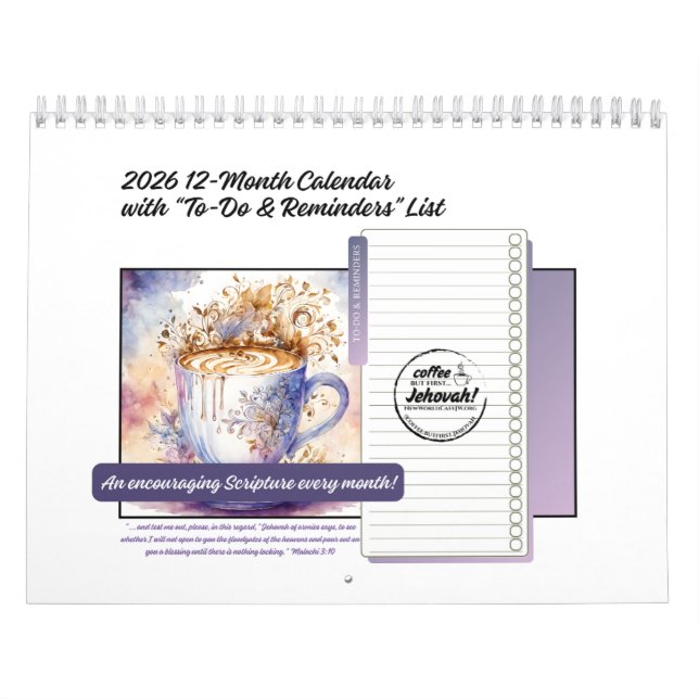 JW 2026 12-månaders kaffekalender i akvarell Kalender (Omslag)