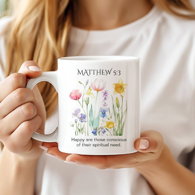 JW 2026 År Text med akvarellblommor Kaffemugg (Skapare uppladdad)
