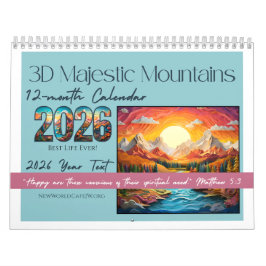 JW 2026 Årstext -3D Majestätisk Berg 12-månader Kalender