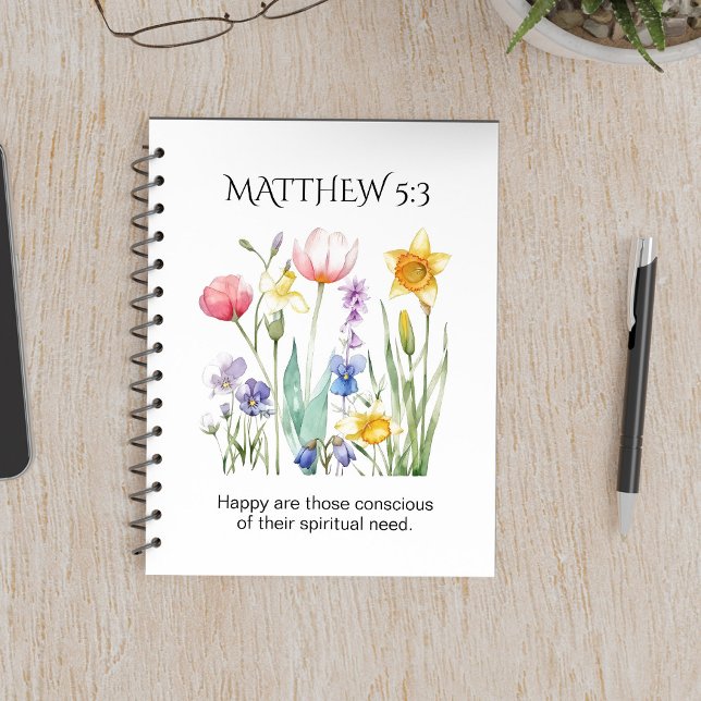 JW 2026 Årstext med akvarellblommor Anteckningsbok (Skapare uppladdad)