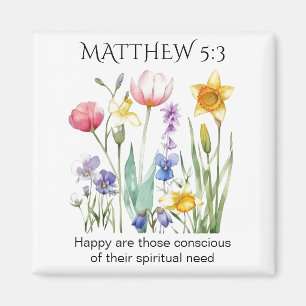 JW 2026 Årtext med akvarellblommor Magnet