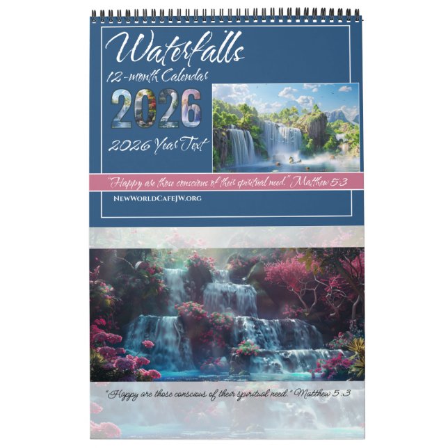 JW 2026 Calendar -Calming Waterfalls -Matthew 5:3 Kalender (Omslag)