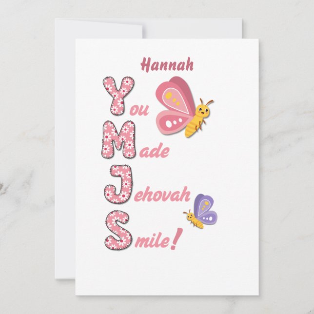 JW Card for Young Sisters "Du fick Jehovah att le" Julkort (Framsida)