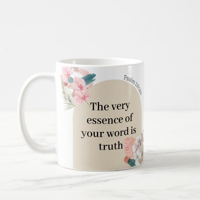 JW Gift 2023 års text Psalm 119:160 boho arch Kaffemugg (Vänster)