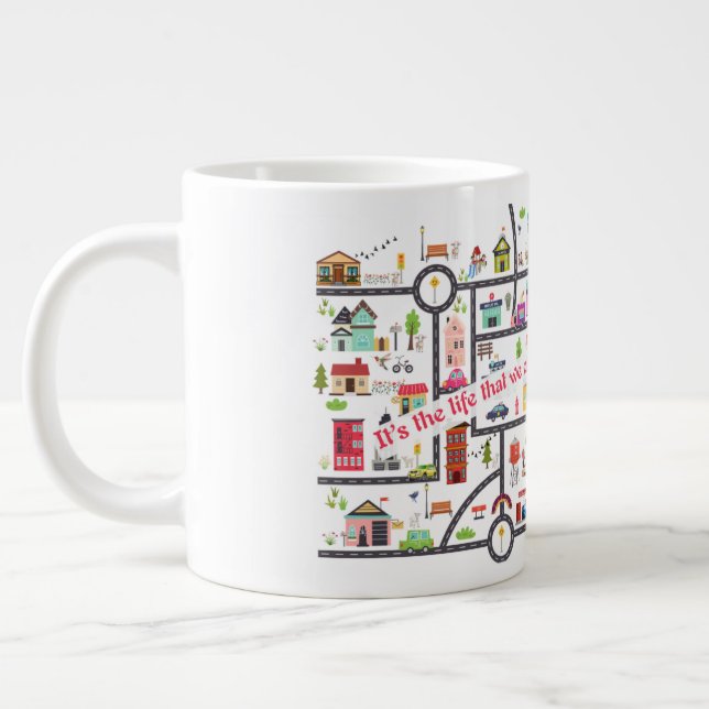 JW Gift for Pioneers - "Town Territory Karta" Mugg Jumbo Mugg (Vänster)