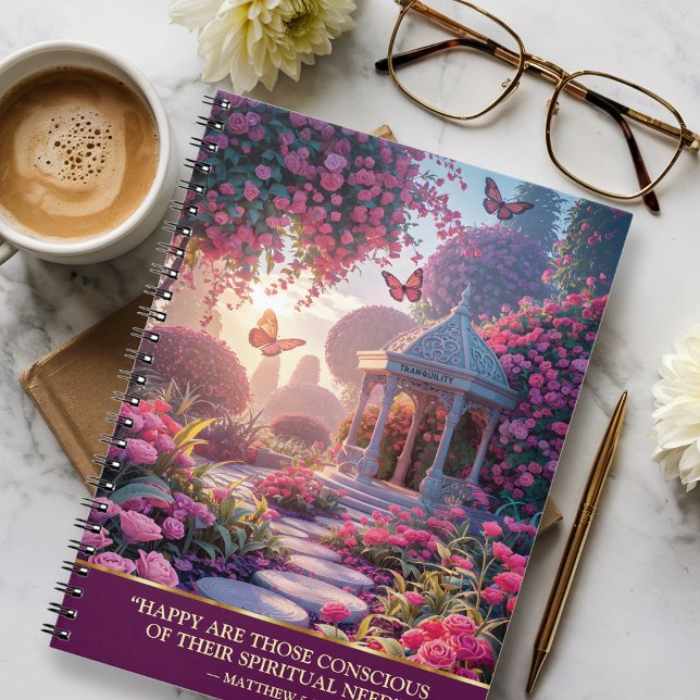 JW Gifts 2026 Year Text Matthew 5:3 Pink Spiral Anteckningsbok (Skapare uppladdad)