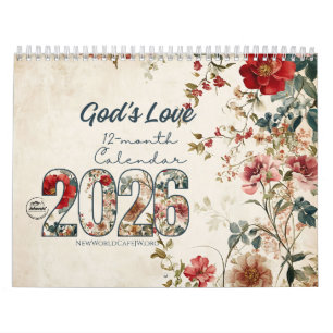JW Guds Kärlek 2026 Calendar Shabby chic Blommigt Kalender