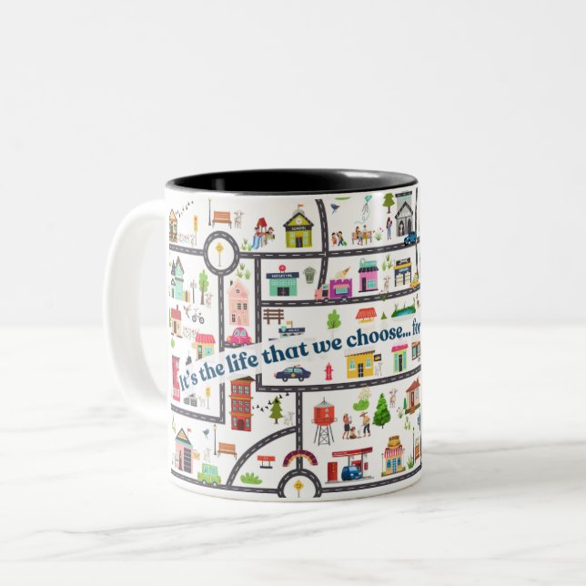 JW-kaffekopp - Stadsterritorium - Sött present! Två-Tonad Mugg (Framsida vänster)