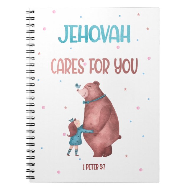 JW Kids Gift-1 Peter 5:7 Jehovah bryr sig om dig Anteckningsbok (Framsidan)