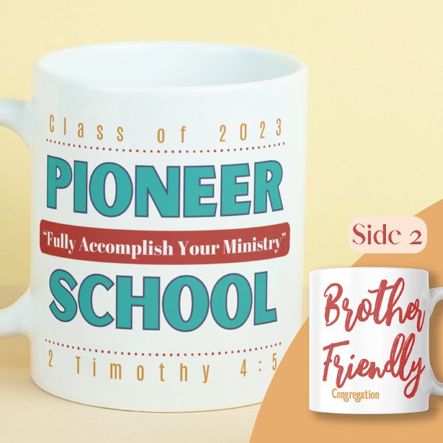 JW Personalizable Pioneer School 2023 & 2 Tim 4:5 Kaffemugg (Skapare uppladdad)