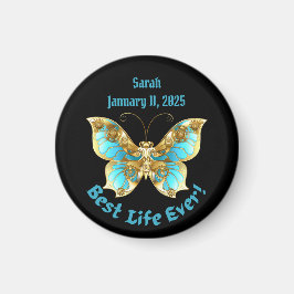 JW Personlig Baptism Keepsaké Golden Butterfly Magnet