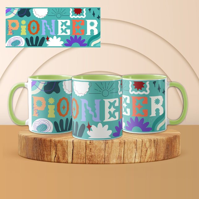JW Pioneer Bright Vågigt Blue Wrap Around Mugg (Skapare uppladdad)