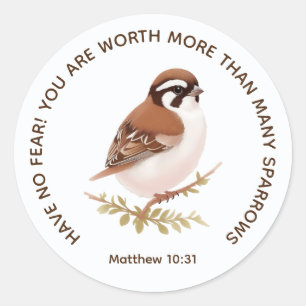 JW Sticker med skript, Matthew 10:31 Runt Klistermärke