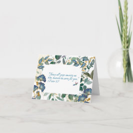 JW Sympathy Card -Blommigt -Scripture 1 Peter 5:7 Kort