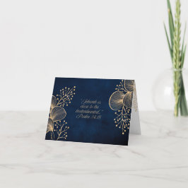 JW Sympathy Card Blue & Guld Blommigt Tack Kort