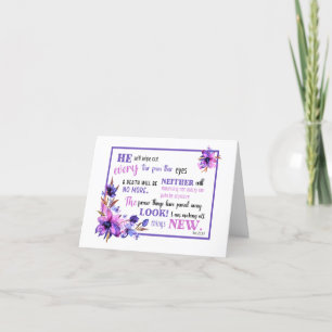 JW Sympathy Card Lila Rosa blommigt Revelation 21 Tack Kort