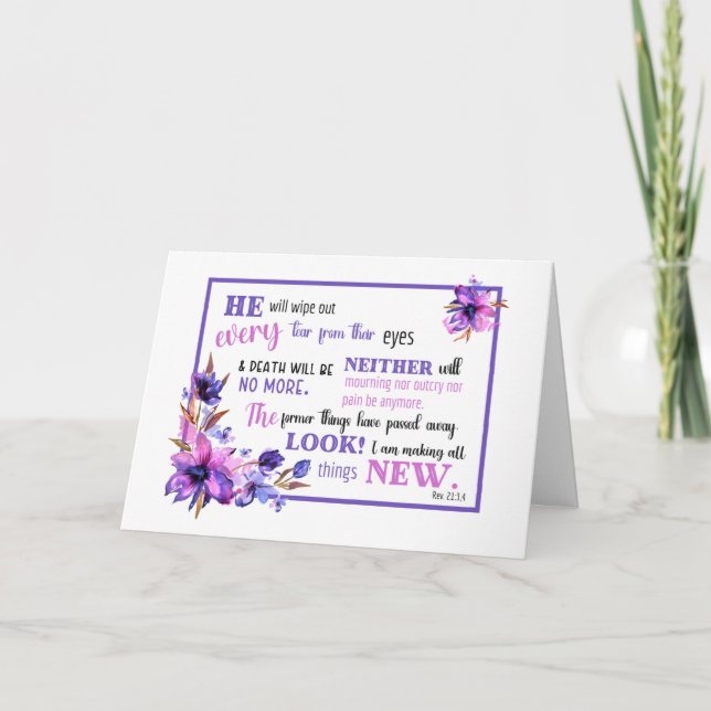 JW Sympathy Card Revelation 21:3,4 Tack Kort (Framsida)