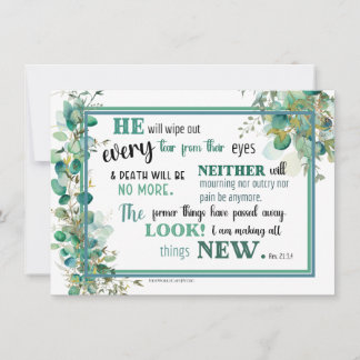 JW Sympathy Card - Revelation 21:3,4 Tack Kort