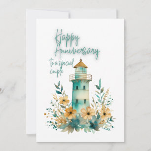 JW Watercolor Lighthouse Lycklig-årskort Julkort