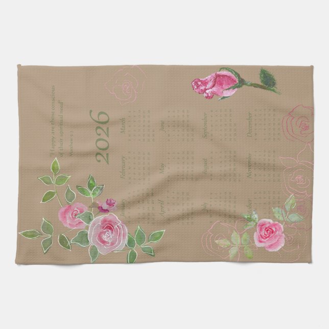 JW year text customize with calendar  Kökshandduk (Horisontell)