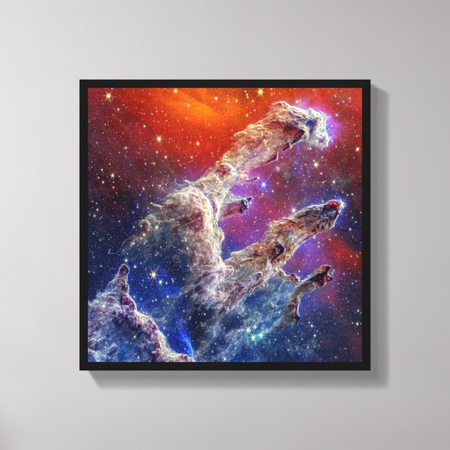 JWST Pelarna i skapelsen NIRCam och MIRI komposit Canvastryck (Framsida)