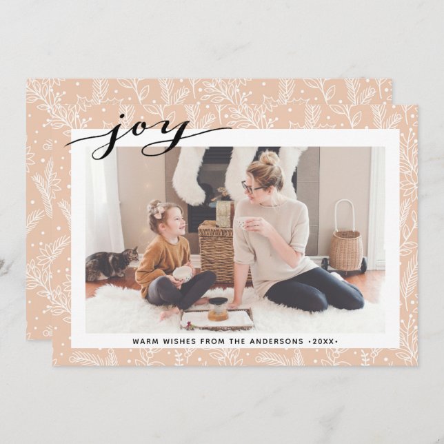 JY Simple Elegant för Modern Beige Gräs Boughs  Sc Julkort (Fram/baksida)