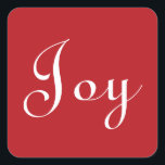 JY-skript, helgdag inspirationell märkre Fyrkantigt Klistermärke<br><div class="desc">Lägg till en avslutande beröring till alla dina helgdag. Detta helt enkelt röda JOY-klistermärke kommer att förbättra det helt enkelt inslagna paket eller presentpåsarna. De här festliga helgdag lägger till ett sofistikerat stil till alla dina presentväskor,  askar,  kandisäckar,  myntburkar,  burk med mera!</div>
