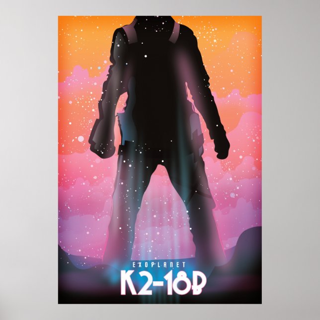 K2-18b exoplanetens rymdkonst poster (Framsidan)