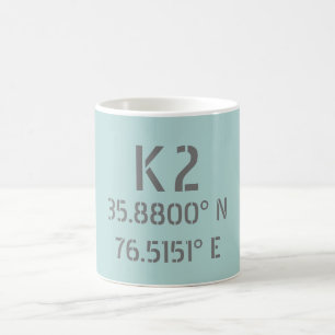 K2 Latitude och longitud Kaffemugg