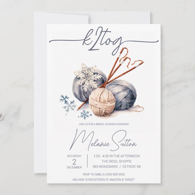 k2tog, Wintery Grått-garn, nitting Möhippa Inbjudningar (Framsida)