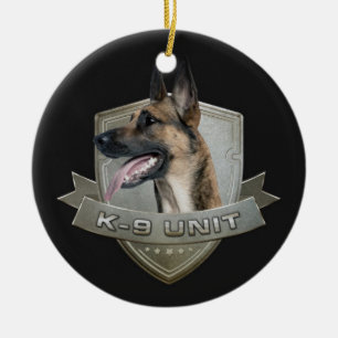 K9 enhet - Malinois - belgisk herde Julgransprydnad Keramik