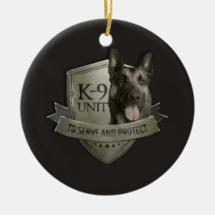 K9 enhet - Malinois - belgisk herde Julgransprydnad Keramik